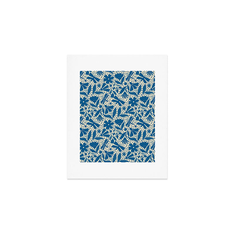 Blue Floral Art Print Gallery Image 1