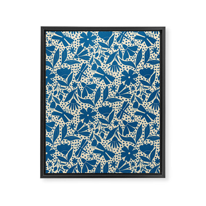 Blue Floral Framed Canvas Print Gallery Image 1