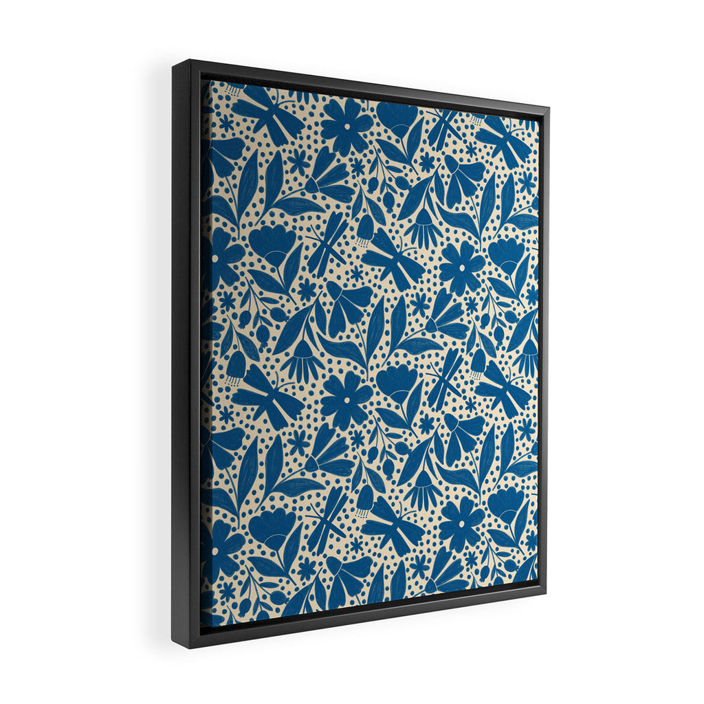 Blue Floral Framed Canvas Print Gallery Image 2