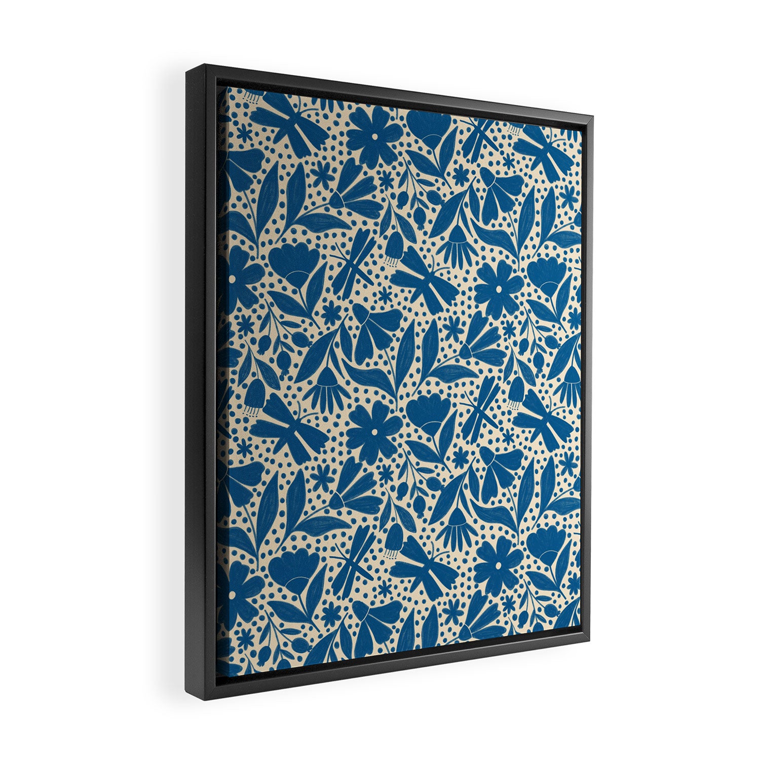 Blue Floral Framed Canvas Print Gallery Image 2