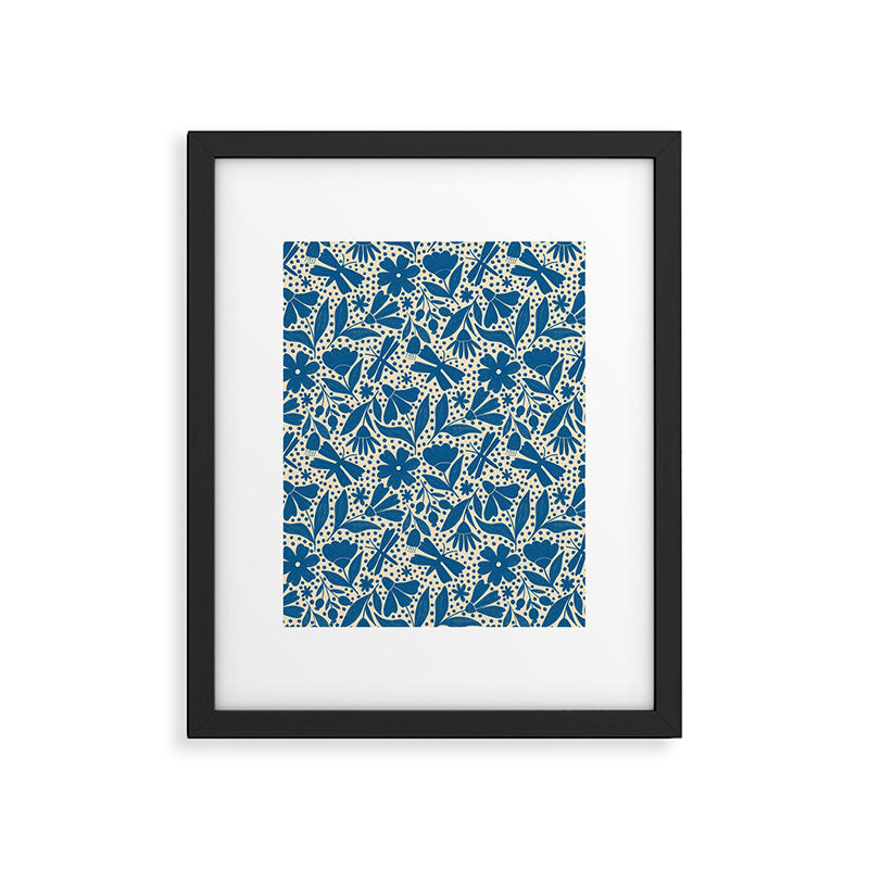 Blue Floral Framed Art Print Gallery Image 6