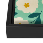Bold Flower - Green, yellow and white Framed Canvas Print Gallery Image 3
