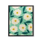 Bold Flower - Green, yellow and white Framed Canvas Print Gallery Image 6