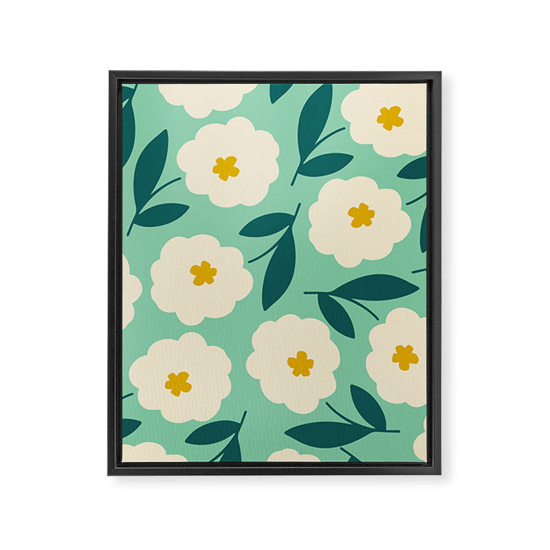 Bold Flower - Green, yellow and white Framed Canvas Print Gallery Image 6