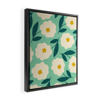 Bold Flower - Green, yellow and white Framed Canvas Print Gallery Image 2