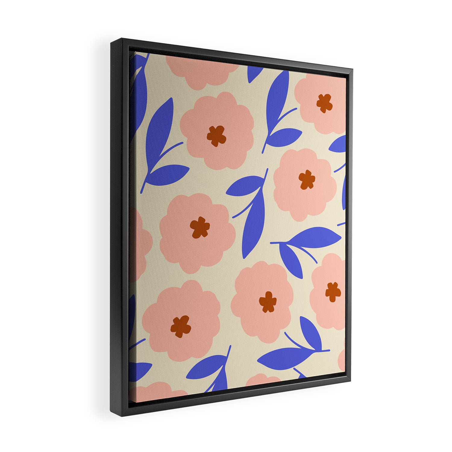 Bold Flower - Pink and Blue Framed Canvas Print Gallery Image 2