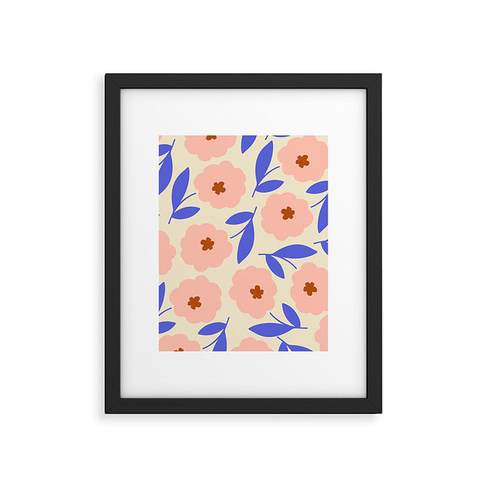 Bold Flower - Pink and Blue Framed Art Print Gallery Image 1