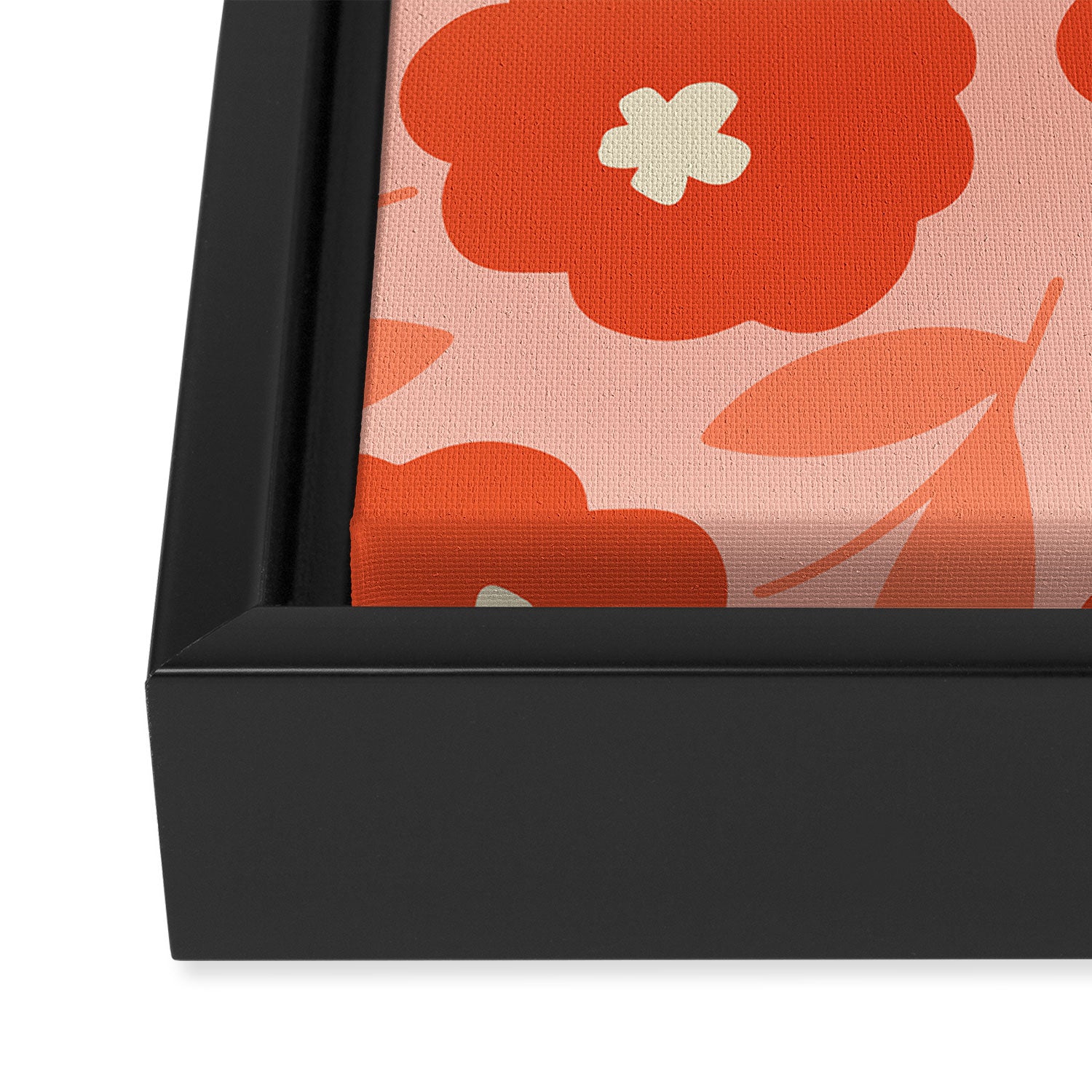 Bold Flower - Red and Peach Framed Canvas Print Gallery Image 3
