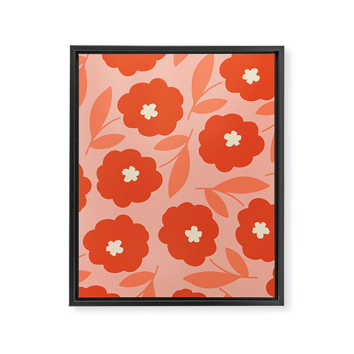 Bold Flower - Red and Peach Framed Canvas Print Gallery Image 1