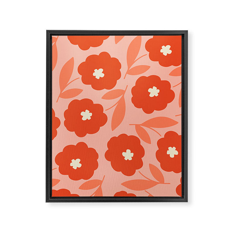 Bold Flower - Red and Peach Framed Canvas Print Gallery Image 8