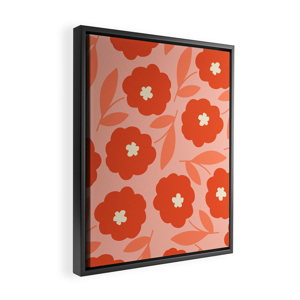 Bold Flower - Red and Peach Framed Canvas Print Gallery Image 2