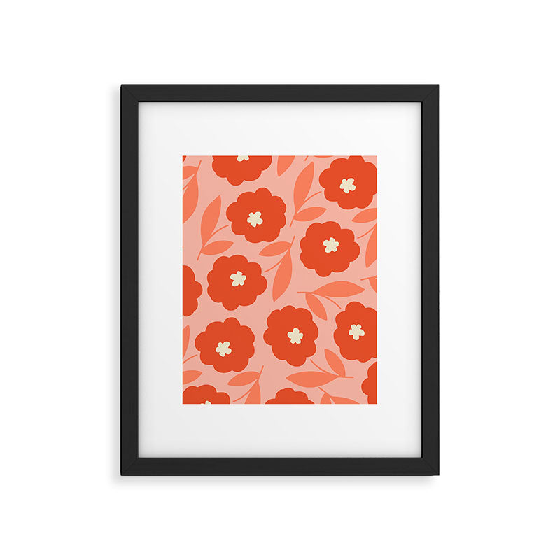 Bold Flower - Red and Peach Framed Art Print Gallery Image 6