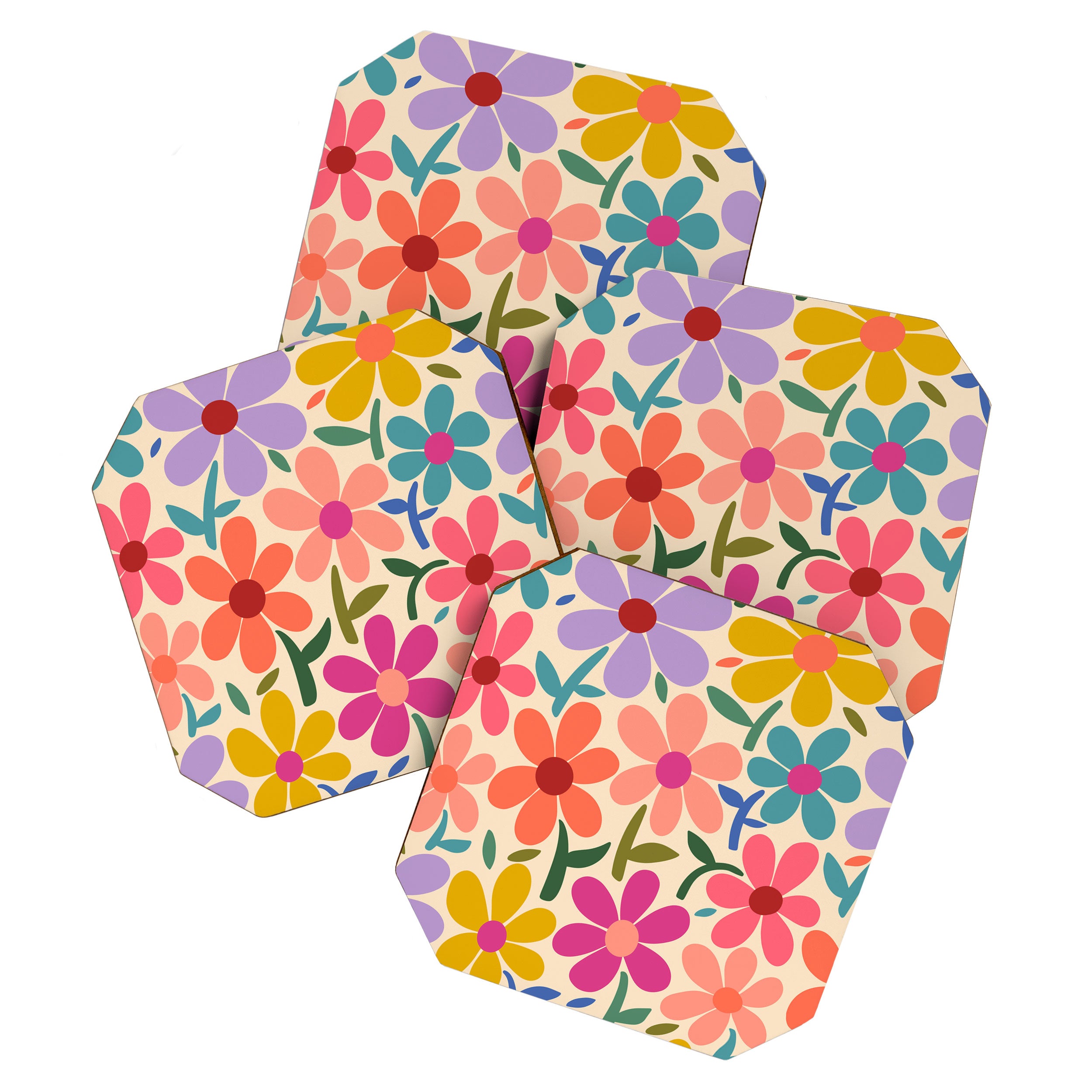 Botanical Garden -Colorful Daisy Bloom Coaster Gallery Image 1