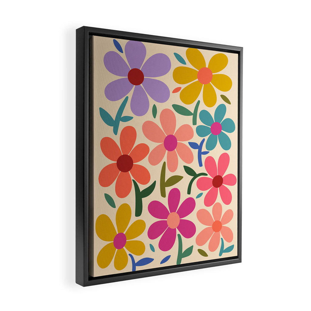 Botanical Garden -Colorful Daisy Bloom Framed Canvas Print Gallery Image 2