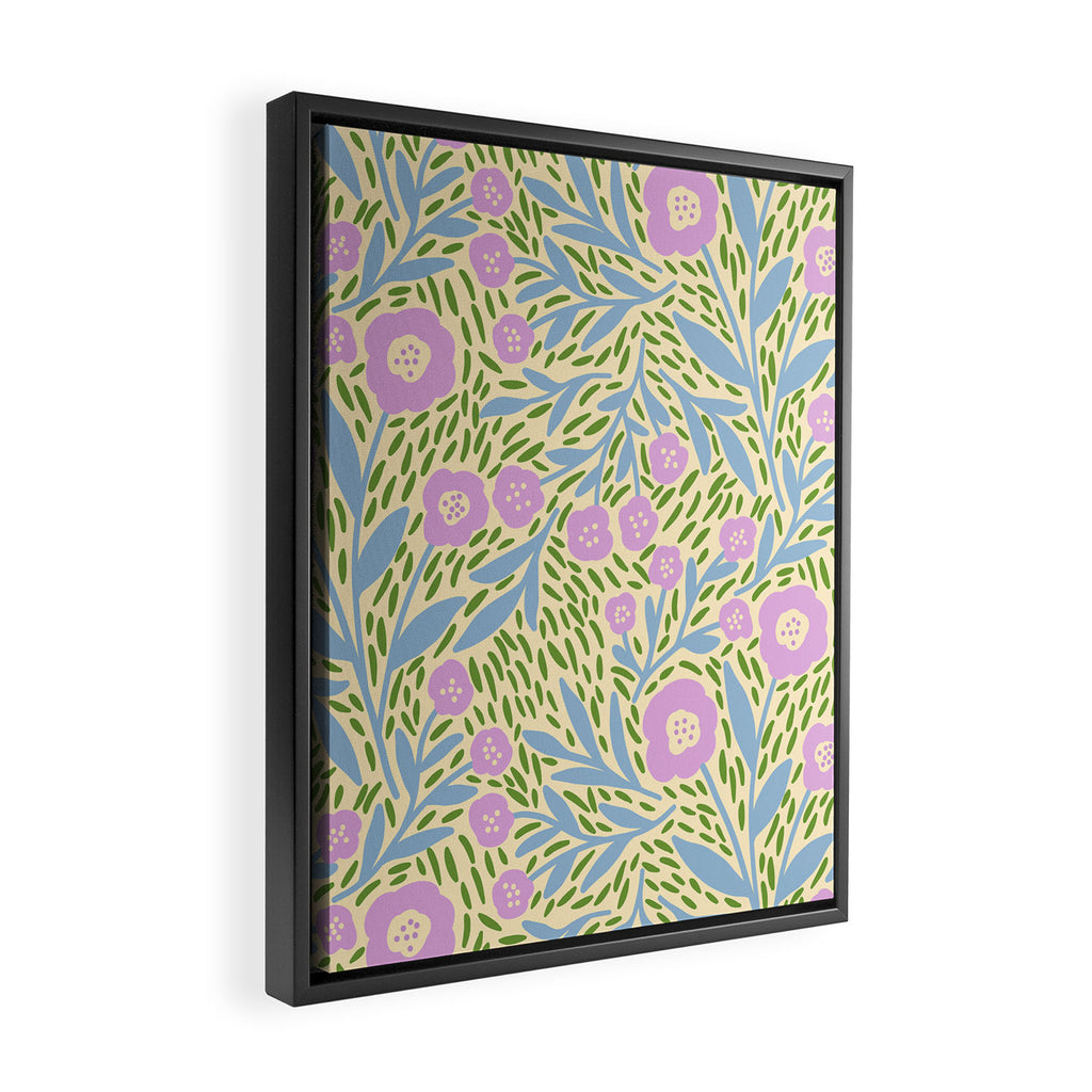 Botanical Garden - Lilac, Blue and Green  Framed Canvas Print Gallery Image 2
