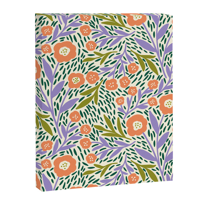 Botanical Garden - Peach, Lilac and Olive Green Canvas Print Gallery Image 1