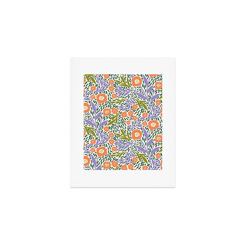 Botanical Garden - Peach, Lilac and Olive Green Art Print Gallery Image 1