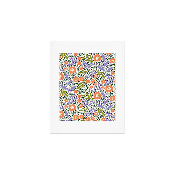 Botanical Garden - Peach, Lilac and Olive Green Art Print Gallery Image 1