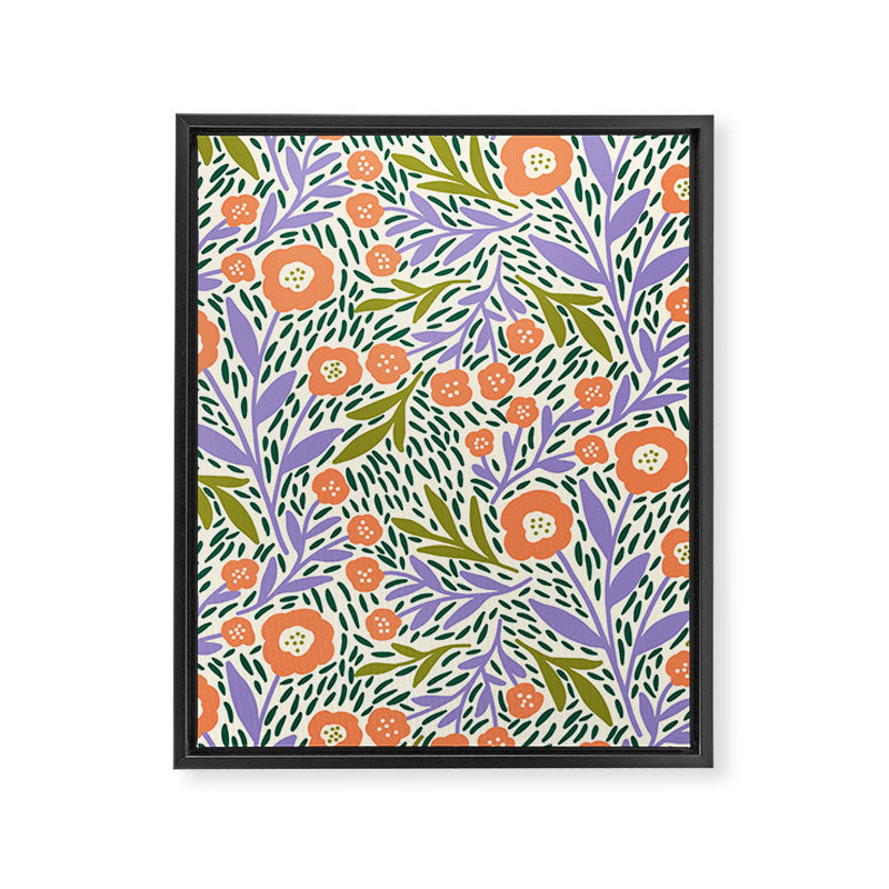 Botanical Garden - Peach, Lilac and Olive Green Framed Canvas Print Gallery Image 8