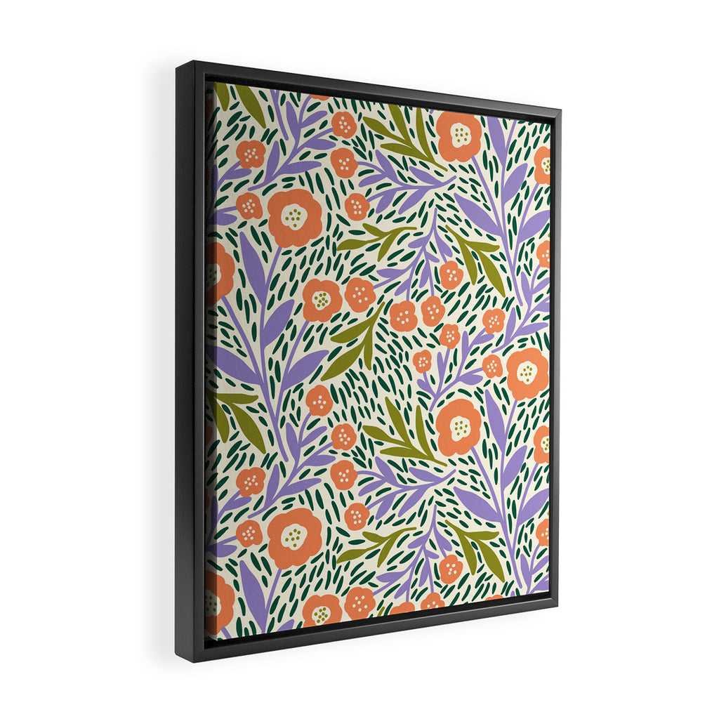 Botanical Garden - Peach, Lilac and Olive Green Framed Canvas Print Gallery Image 2