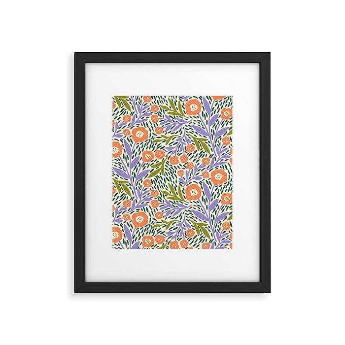 Botanical Garden - Peach, Lilac and Olive Green Framed Art Print Gallery Image 1