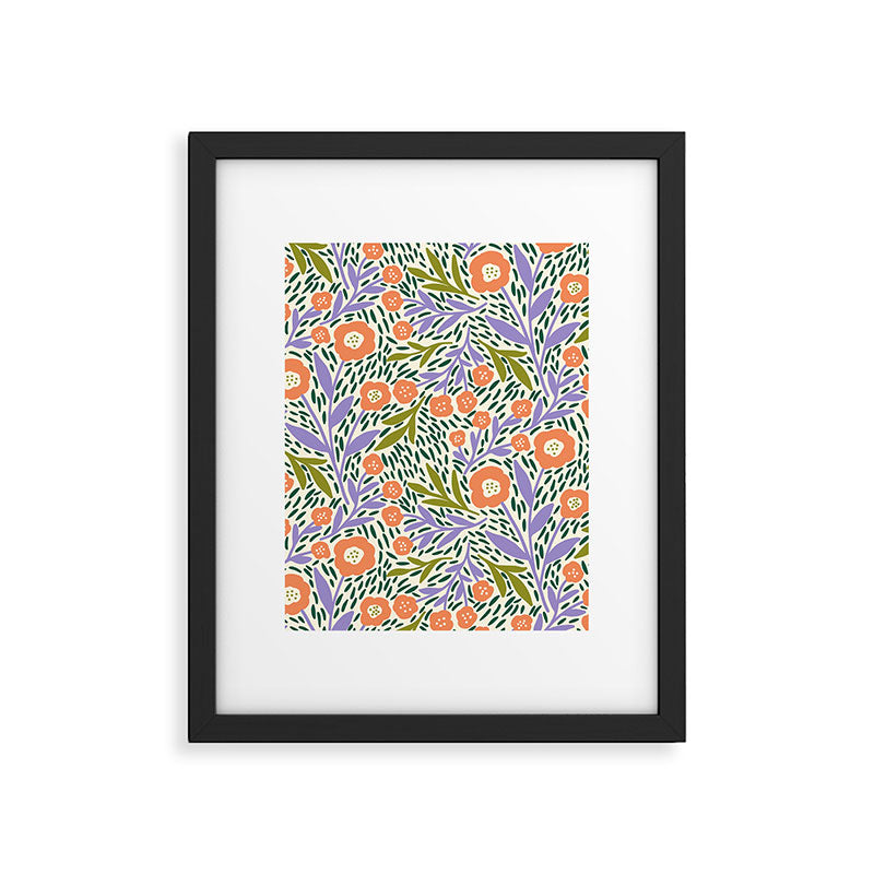 Botanical Garden - Peach, Lilac and Olive Green Framed Art Print Gallery Image 6