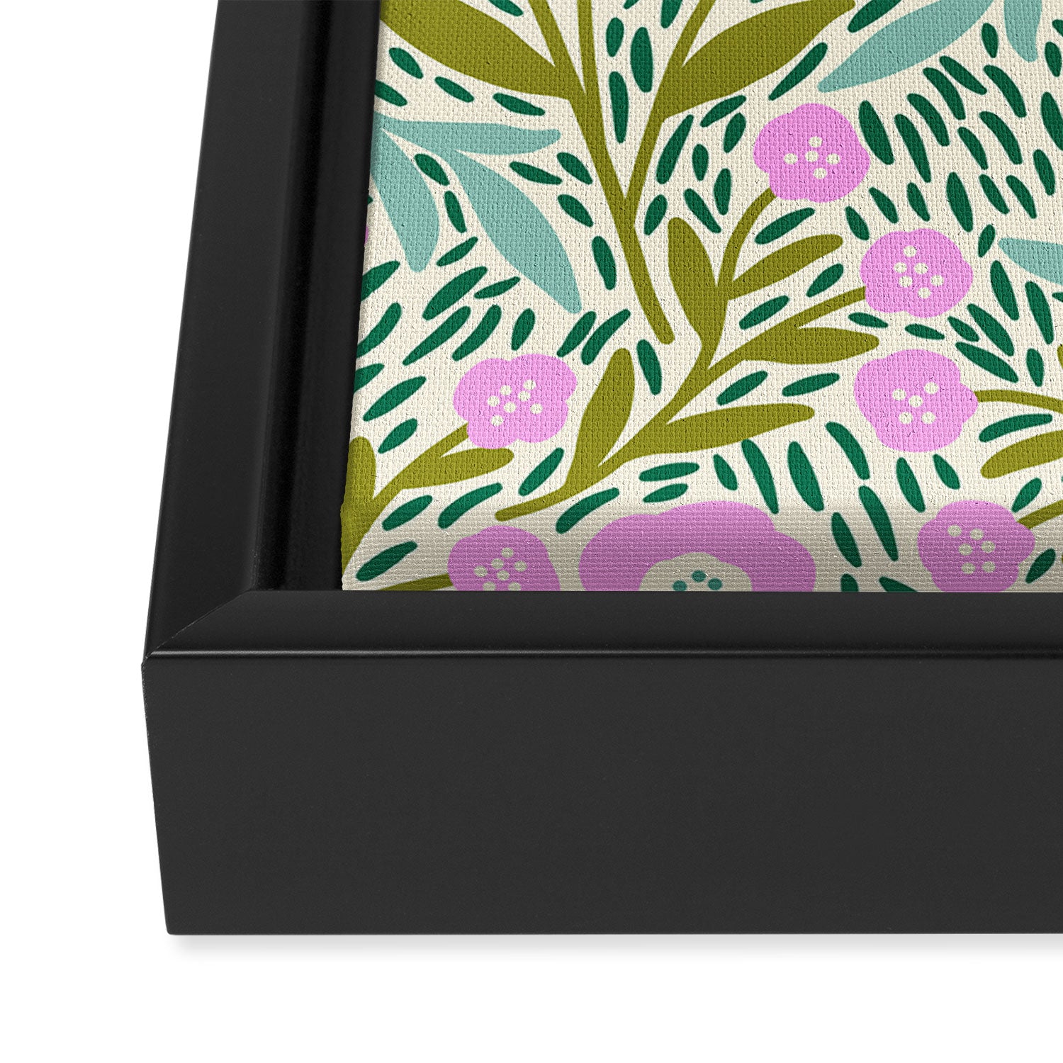 Botanical Garden - Pink and Green Framed Canvas Print Gallery Image 3