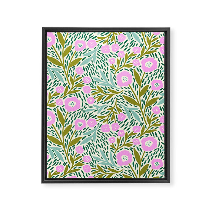 Botanical Garden - Pink and Green Framed Canvas Print Gallery Image 1