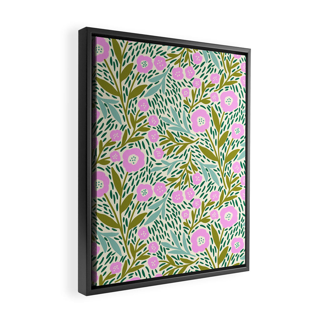 Botanical Garden - Pink and Green Framed Canvas Print Gallery Image 2