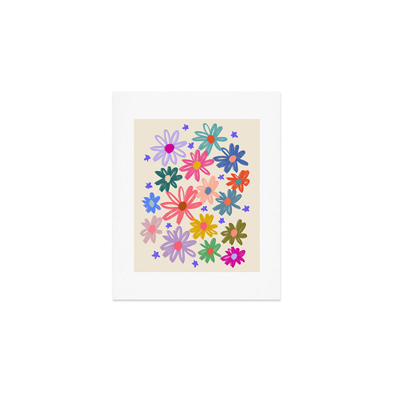Bright Flowers and Stars Art Print Gallery Image 1