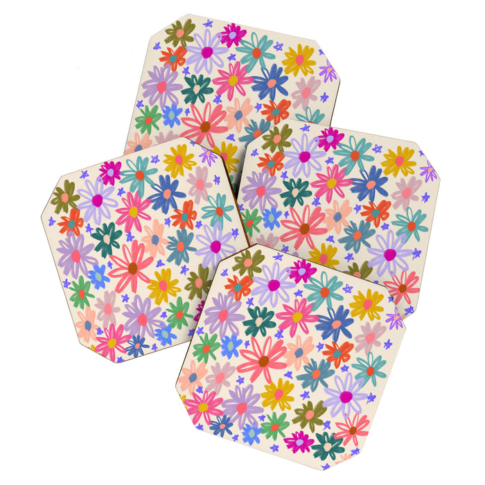 Bright Flowers and Stars Coaster Gallery Image 1