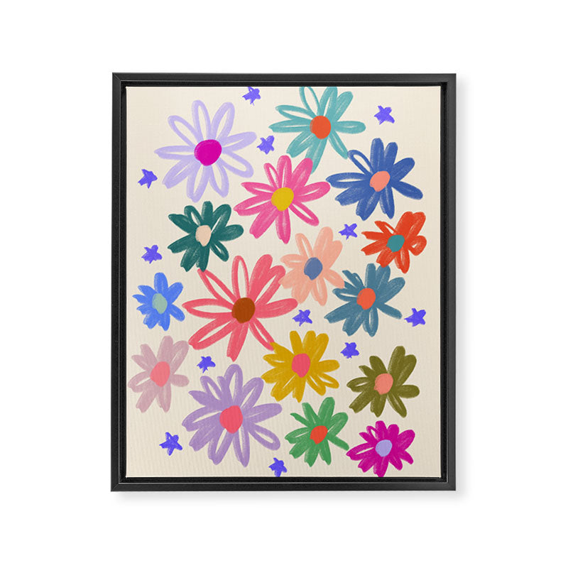 Bright Flowers and Stars Framed Canvas Print Gallery Image 8