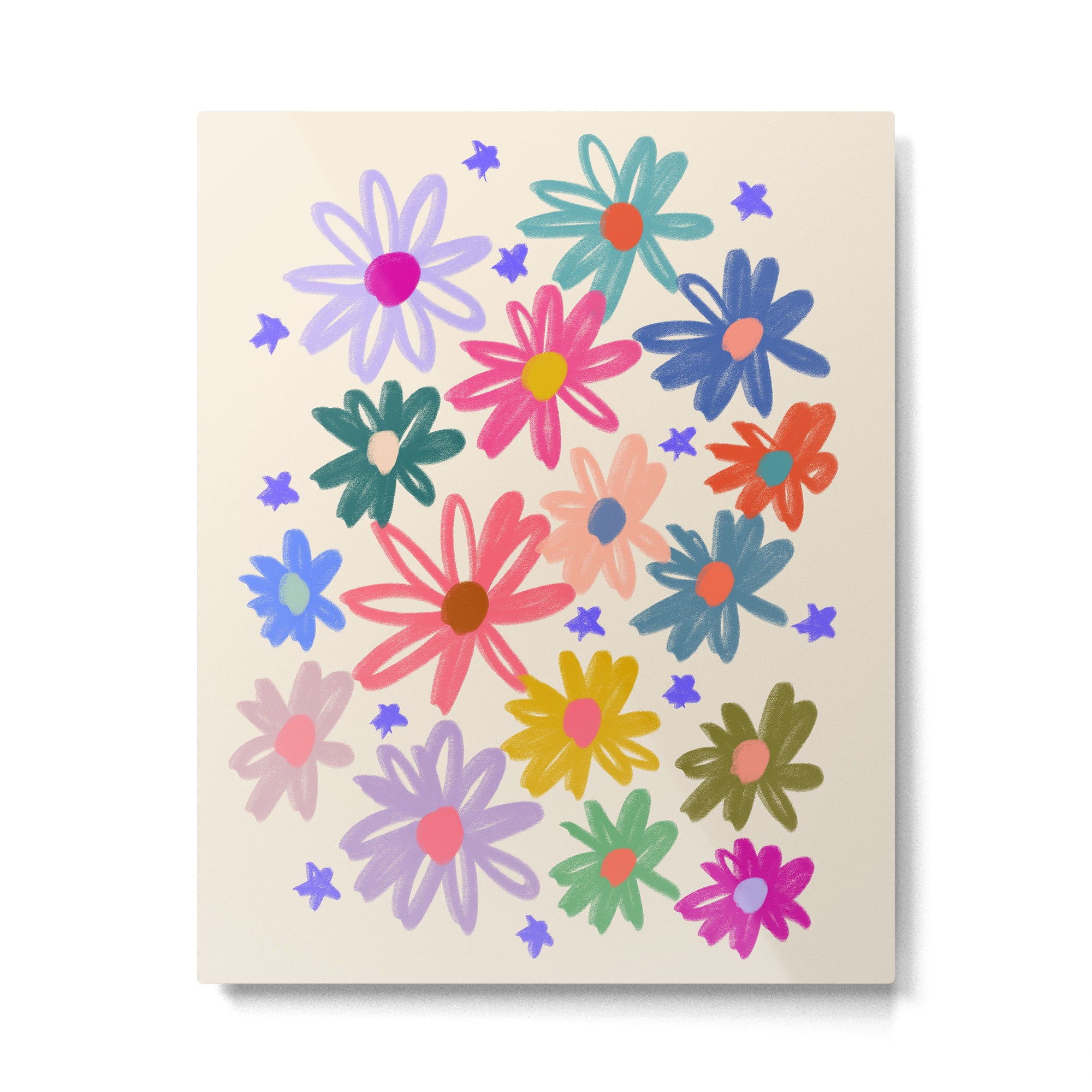 Bright Flowers and Stars Metal Print Gallery Image 6