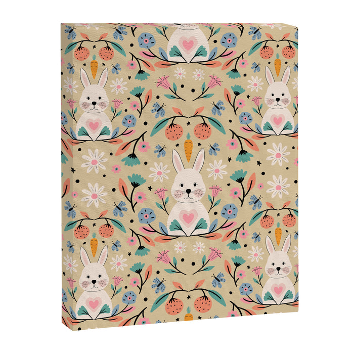 Bunny in the garden - cream pattern  Canvas Print Gallery Image 1