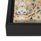 Bunny in the garden - cream pattern  Framed Canvas Print Gallery Image 3