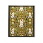 Bunny In The Garden - Ocre pattern  Framed Canvas Print Gallery Image 8