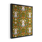 Bunny In The Garden - Ocre pattern  Framed Canvas Print Gallery Image 2