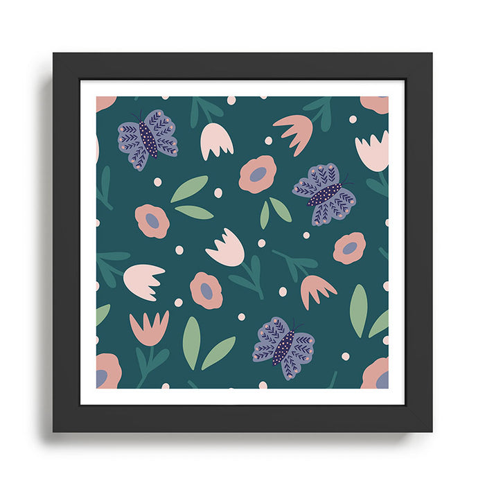 Butterfly and Flowers  Framed Art Print Gallery Image 1