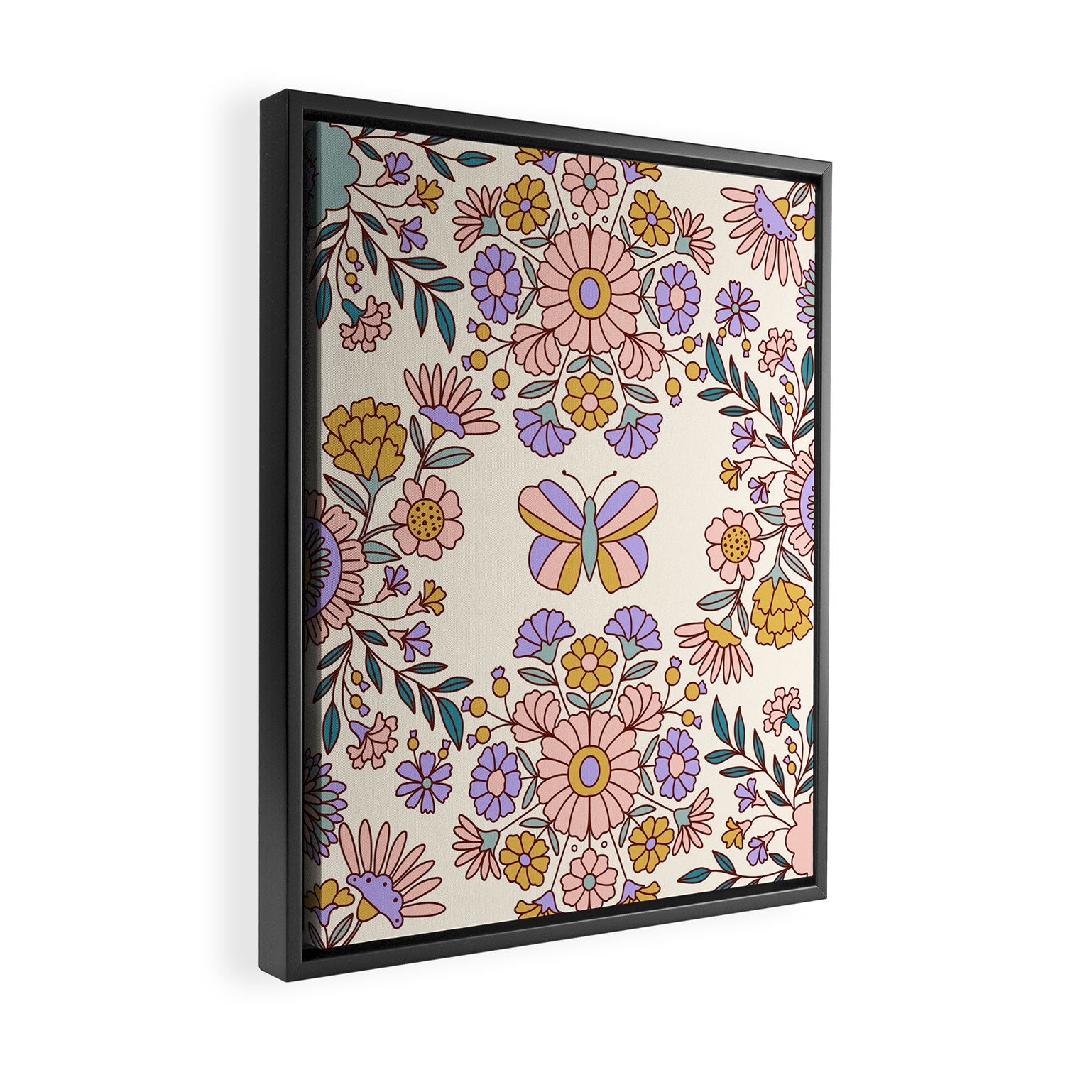 Butterfly Floral Garden  Framed Canvas Print Gallery Image 2
