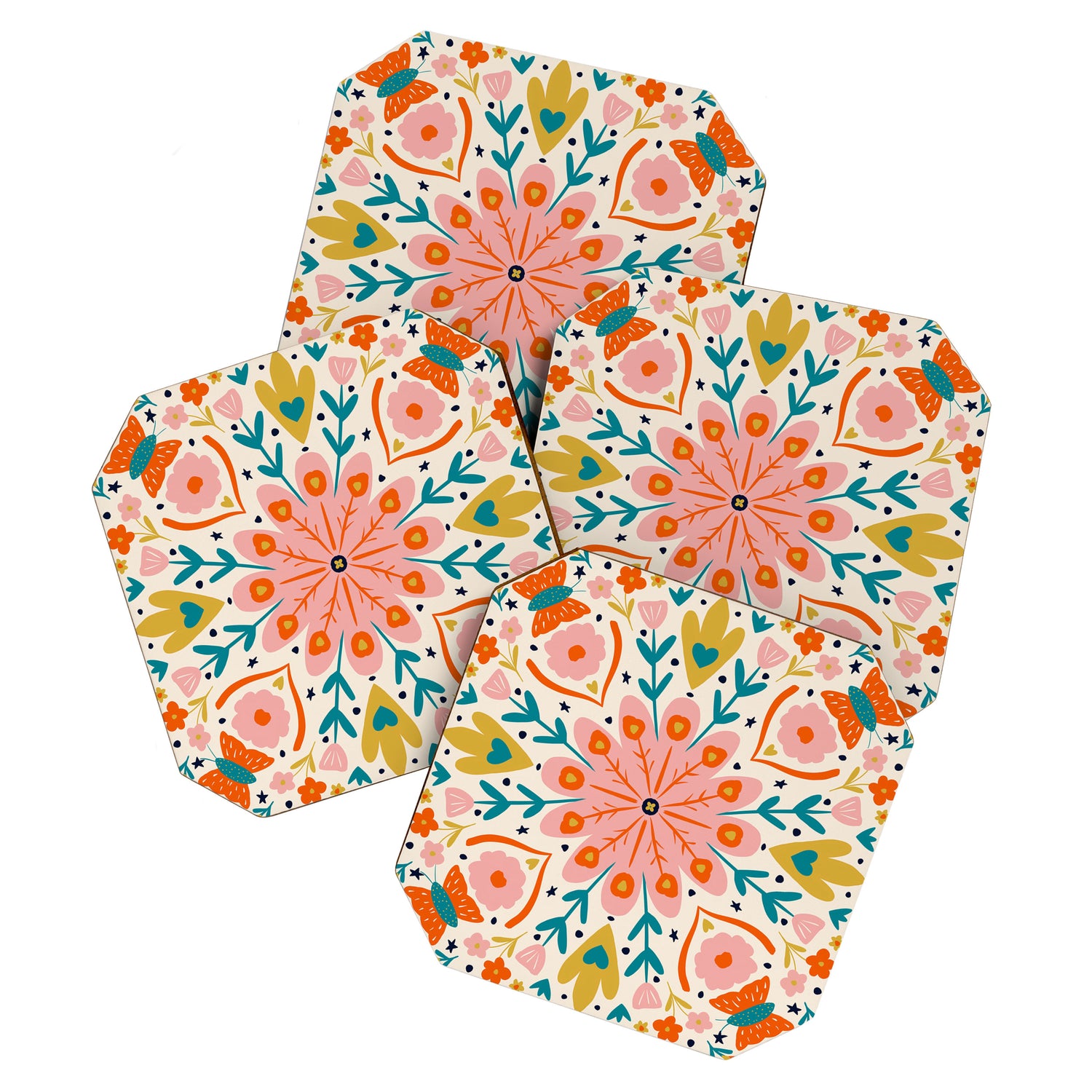 Butterfly Floral Mandala Coaster Gallery Image 1