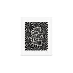 B&W Retro Floral Lettering - You can always try again Art Print Gallery Image 1
