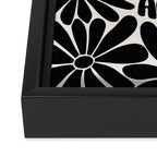 B&W Retro Floral Lettering - You can always try again Framed Canvas Print Gallery Image 3