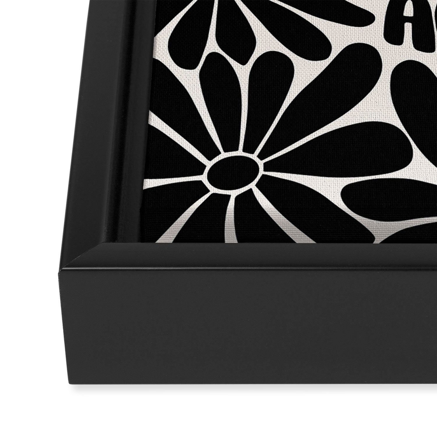 B&W Retro Floral Lettering - You can always try again Framed Canvas Print Gallery Image 3
