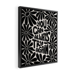 B&W Retro Floral Lettering - You can always try again Framed Canvas Print Gallery Image 2