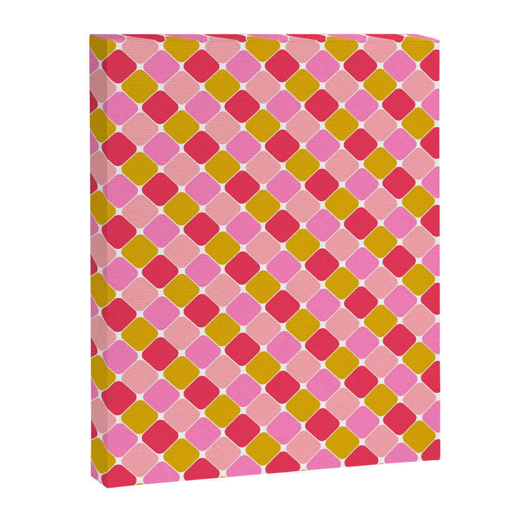 Checkered Geometric Shapes - Pink, Red, Yellow Canvas Print Gallery Image 8