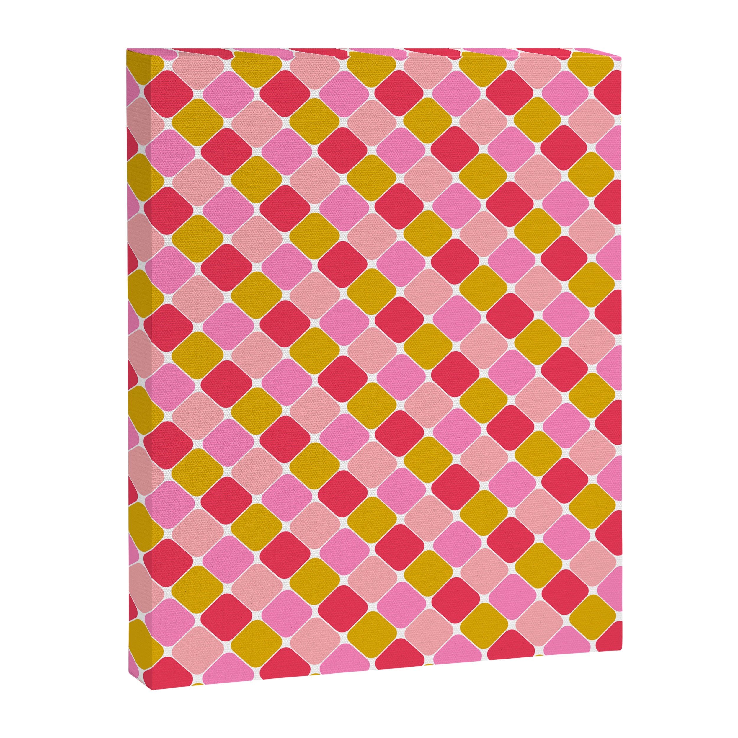 Checkered Geometric Shapes - Pink, Red, Yellow Canvas Print Gallery Image 8