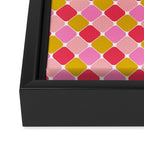 Checkered Geometric Shapes - Pink, Red, Yellow Framed Canvas Print Gallery Image 3