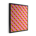 Checkered Geometric Shapes - Pink, Red, Yellow Framed Canvas Print Gallery Image 2
