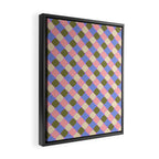 Checkered Geometric Shapes - Very Peri, Blue, Olive, Pink and Cream  Framed Canvas Print Gallery Image 2