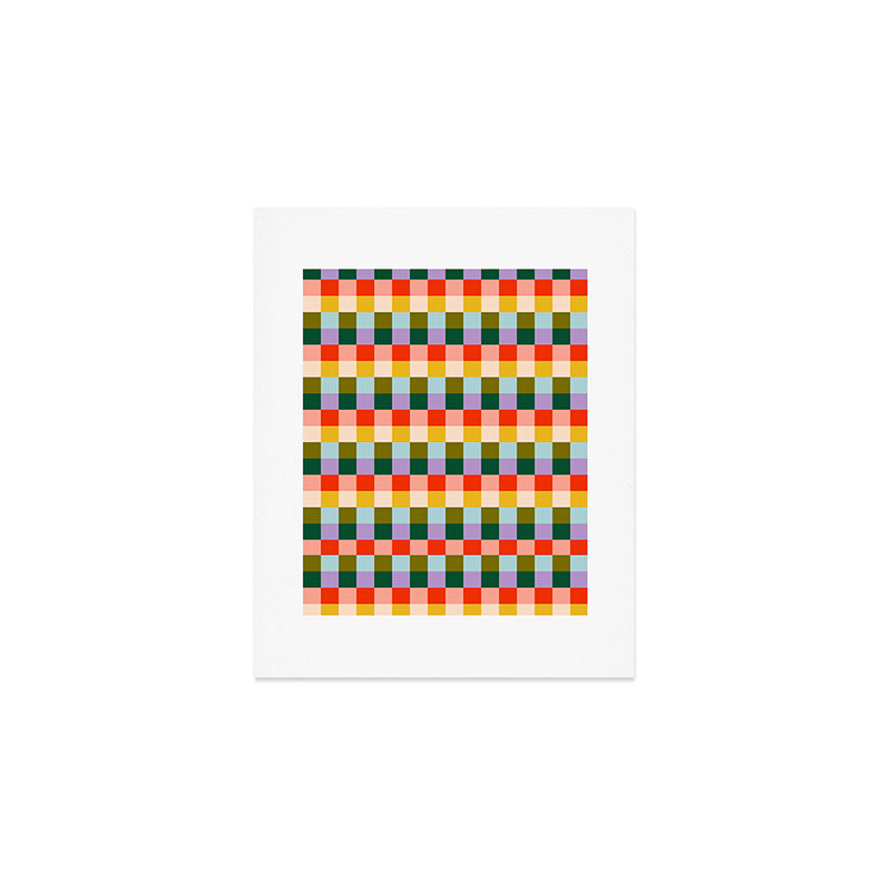Checkered Rainbow Retro Vibe  Art Print Gallery Image 1